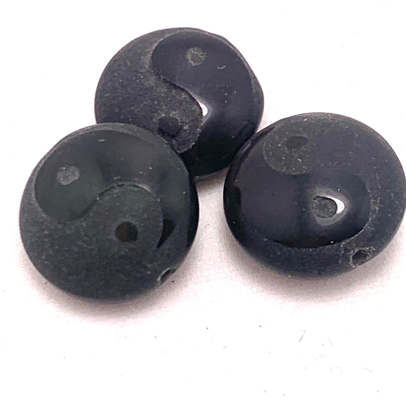 Black Onyx Yin-Yang Gemstone Bead, 15mm