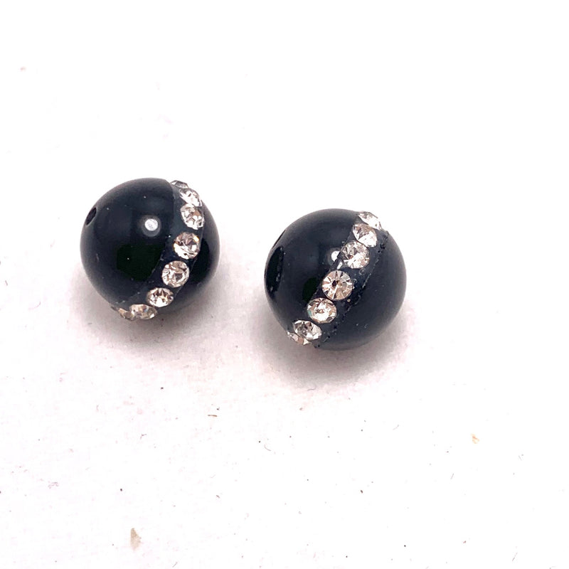 Black Onyx and Rhinestone Bead