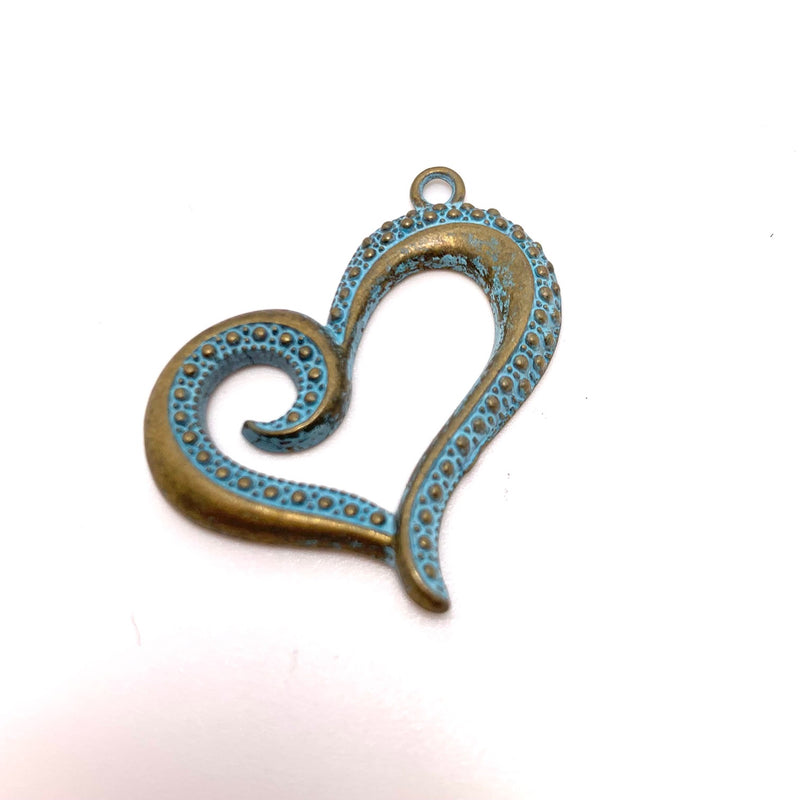 Patina Open Heart Charm,  1.5"