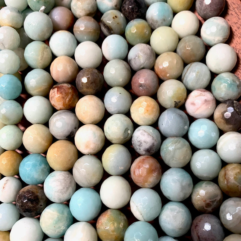 Amazonite Faceted Round Gemstone Strand,  10mm