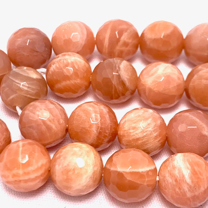 Peach Moonstone Faceted 10mm Round Strand, $25