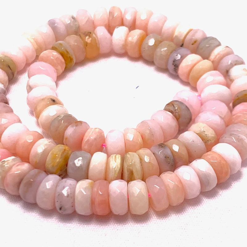 Peruvian Pink Opal Faceted Rondelle Gemstones 4x8mm