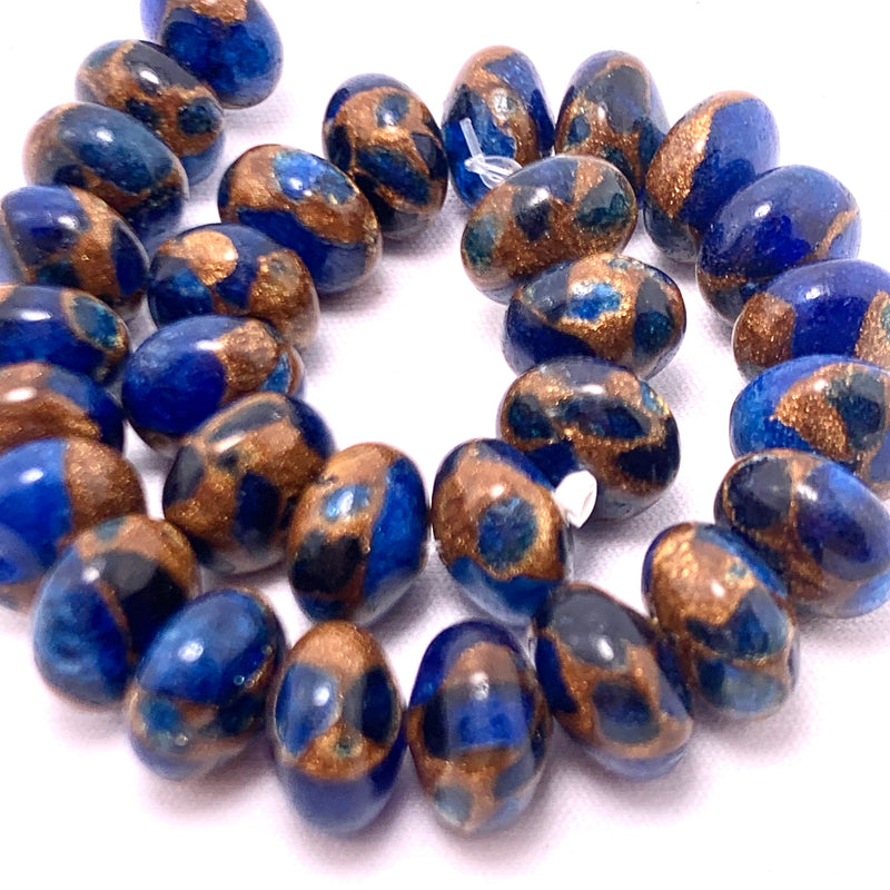 Lapis and Bronzite Rondelle Gemstone Beads 6mm