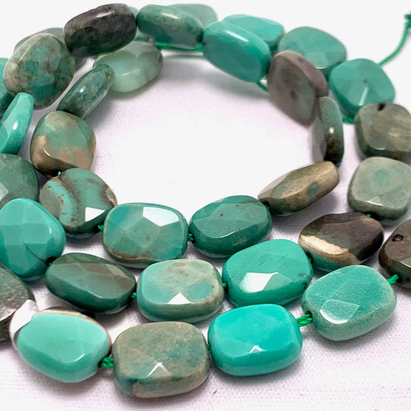 Chrysoprase Faceted Rectangle 6x9mm Gemstone Strand, $28