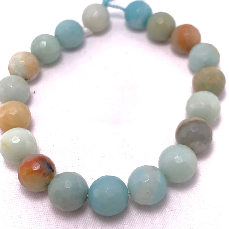 Amazonite Faceted Round Gemstone Strand,  10mm