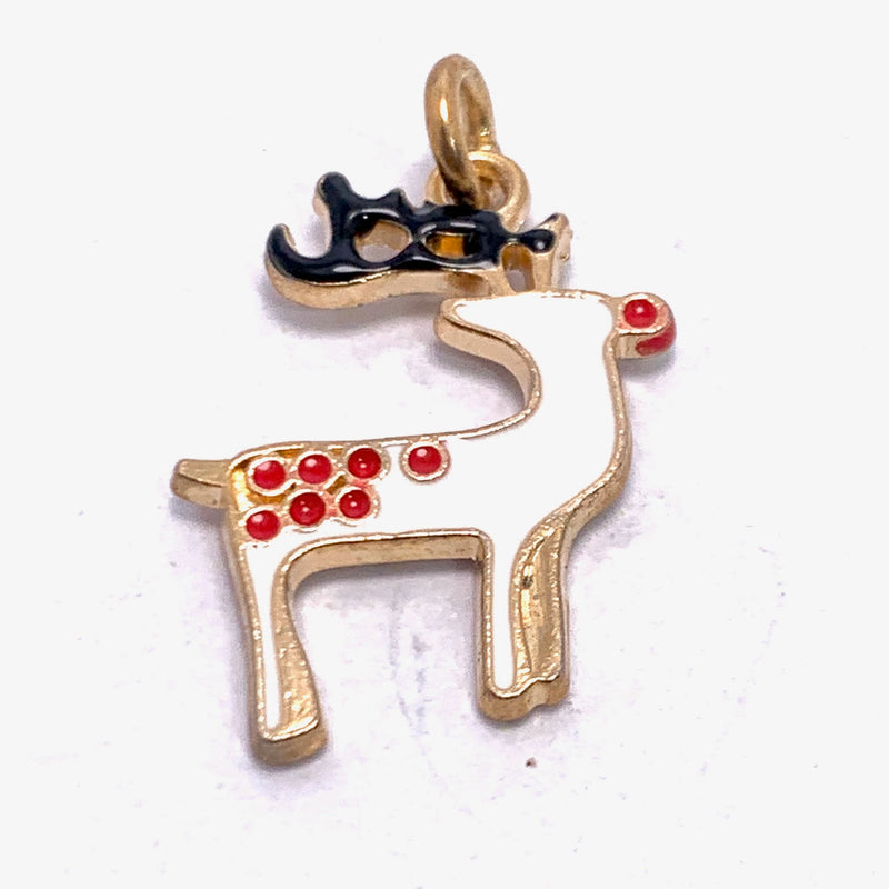 Reindeer Christmas Enameled Charm
