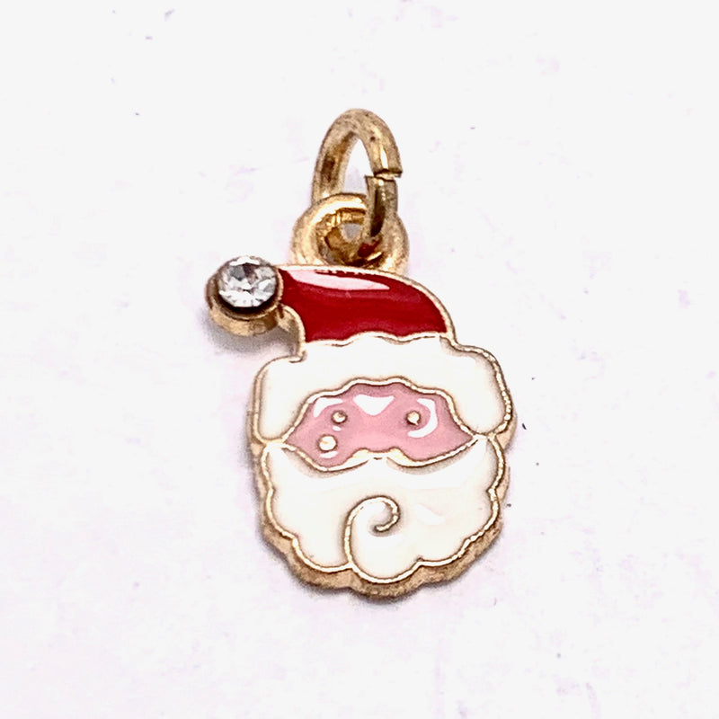 Santa Claus Head Christmas Enameled Charm, Small