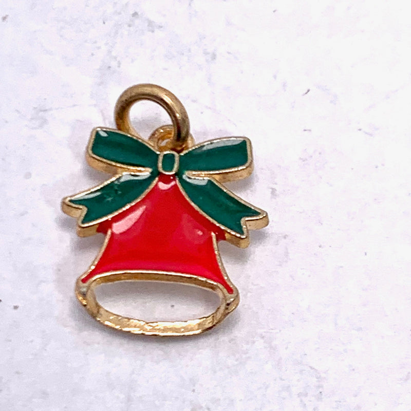 Red Christmas Bell Enameled Charm