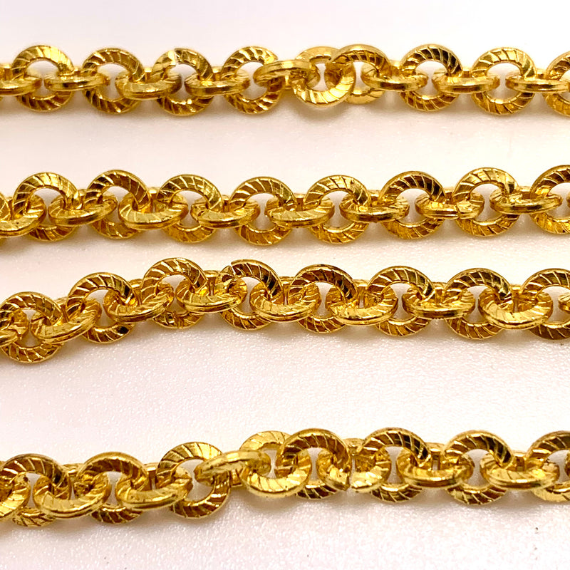 5mm Gold Plated Textured Round Chain