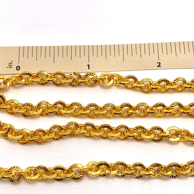 5mm Gold Plated Textured Round Chain