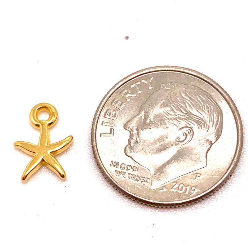 Tiny Starfish Charm, Gold