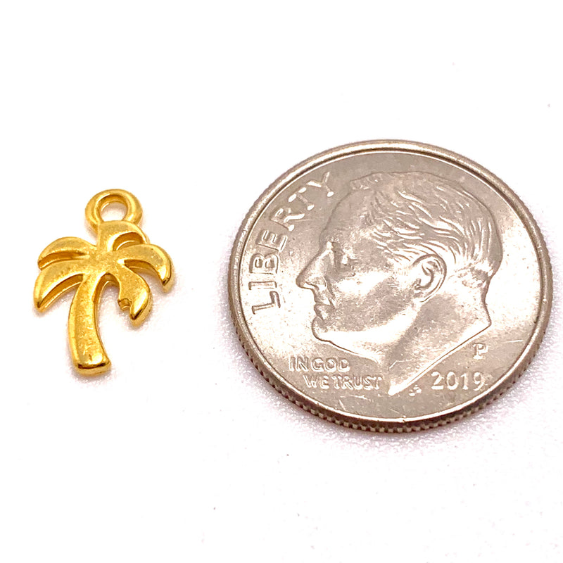 Mini Palm Tree Charm, Gold