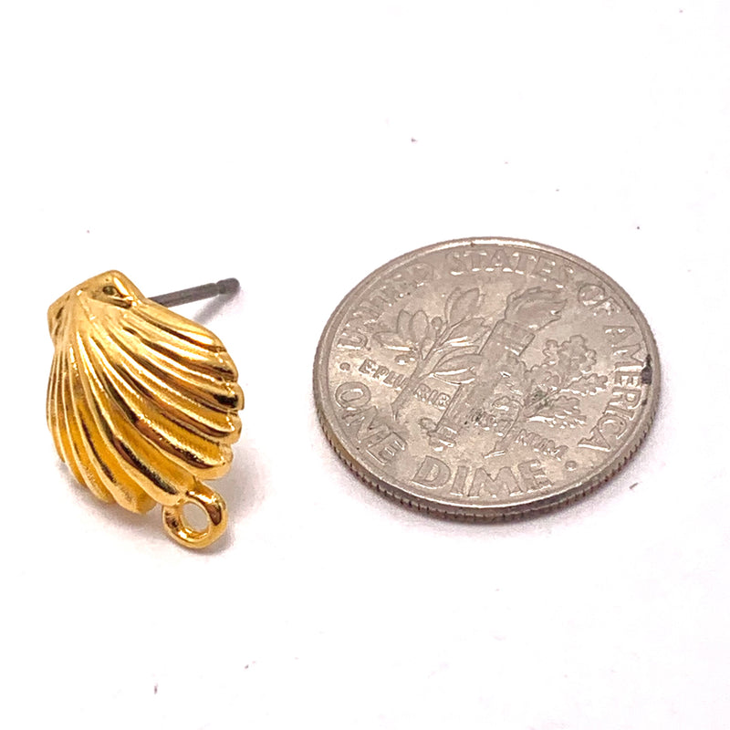 Gold Plated Clamshell Earring Posts with Loop – EOS Designs Studio