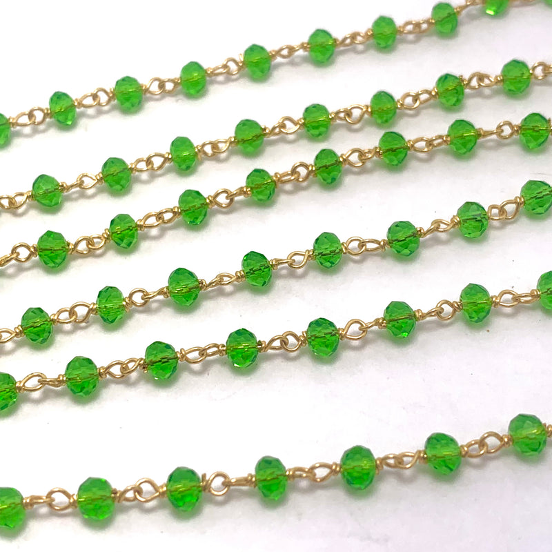 Beaded Chain with Green Crystal