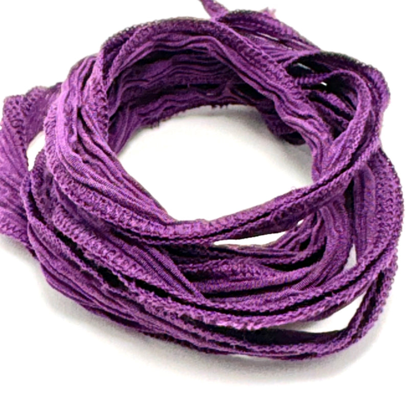 Hand Dyed Silk Fairy Ribbon, Eggplant