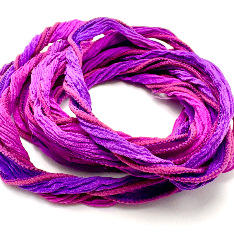 Hand Dyed Silk Fairy Ribbon, 2 Tone Purple
