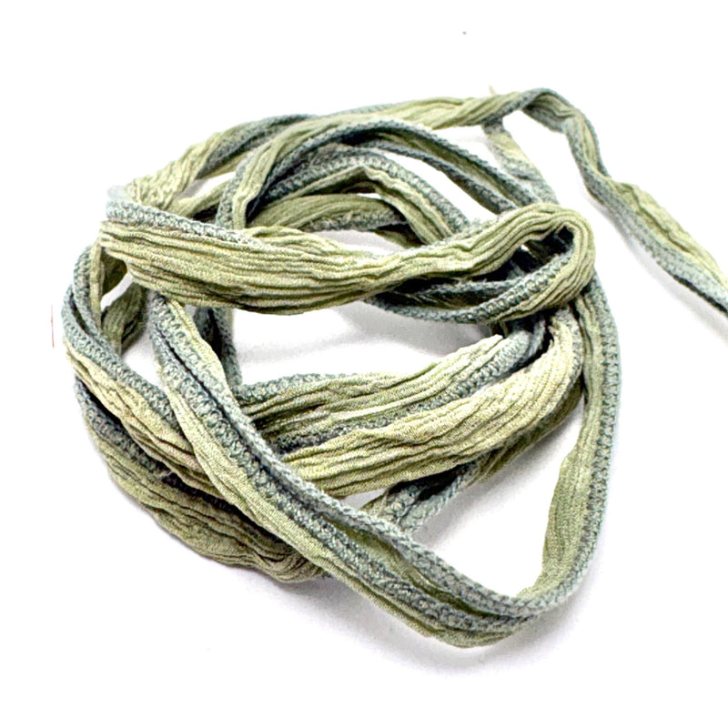 Hand Dyed Silk Fairy Ribbon, Sage