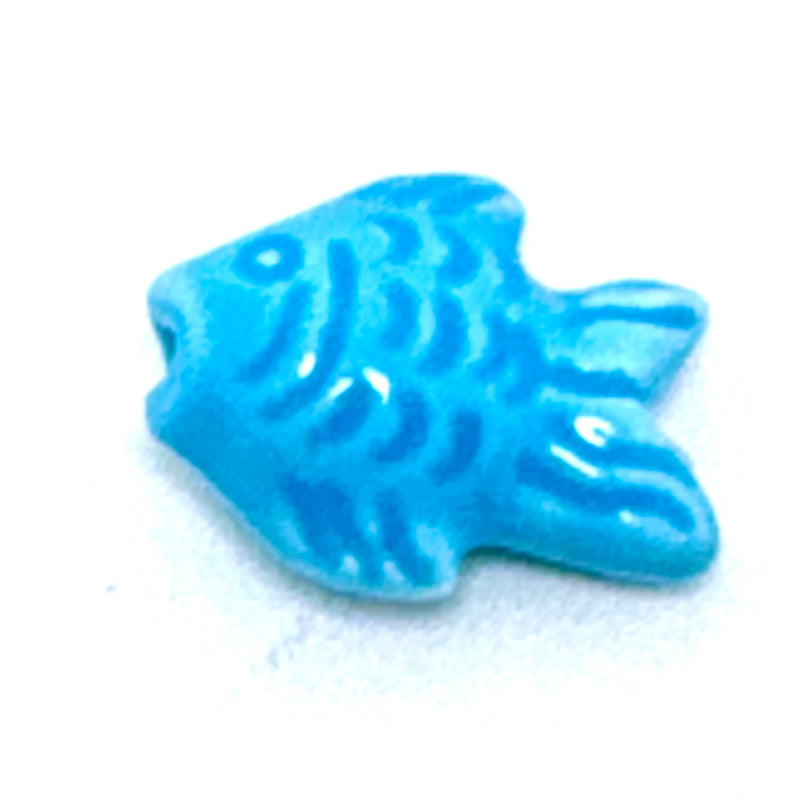 Colored Ceramic Fish Beads, 15 x 19mm Sold Individually