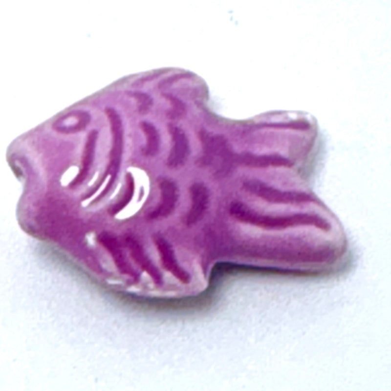 Colored Ceramic Fish Beads, 15 x 19mm Sold Individually