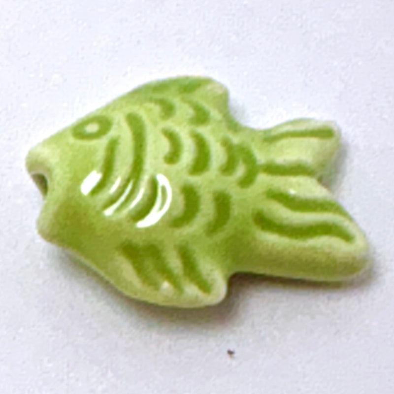 Colored Ceramic Fish Beads, 15 x 19mm Sold Individually