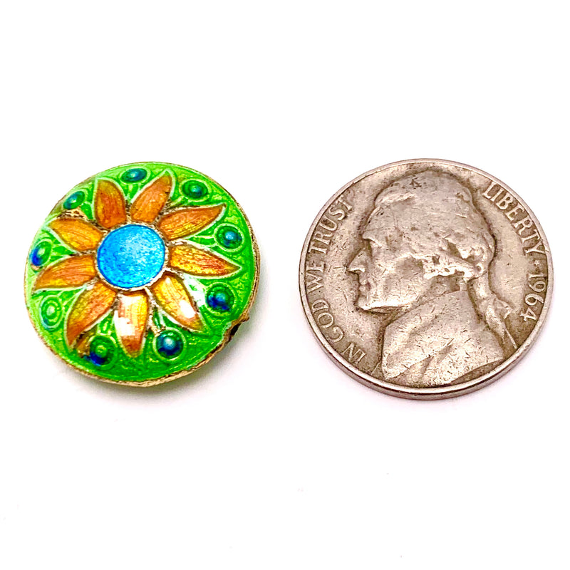 Cloisonne Starburst Coin Bead,  20mm