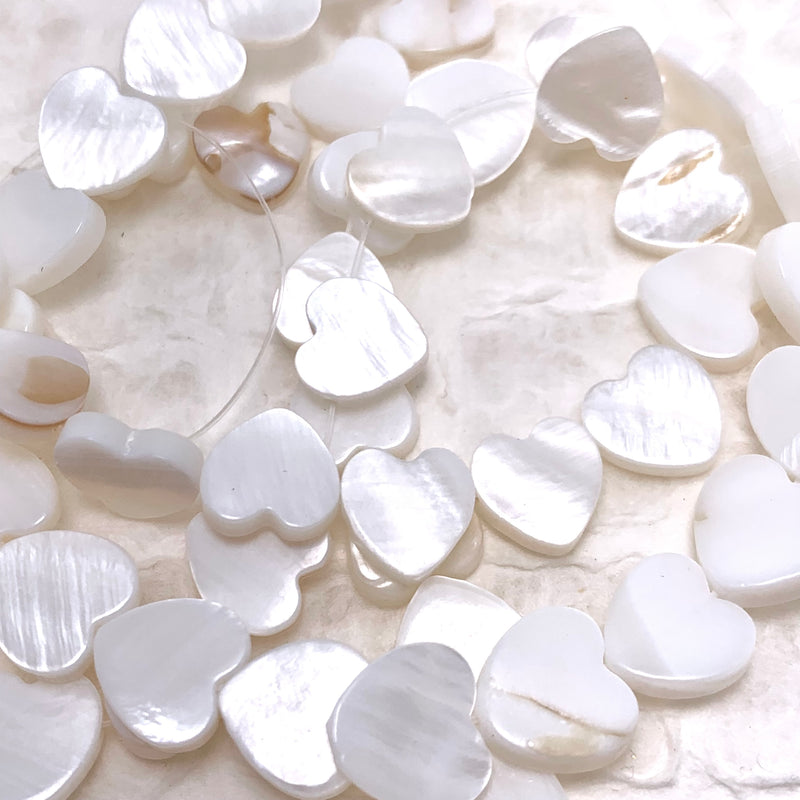 Mother of Pearl Heart Shaped Shell Beads, 10mm