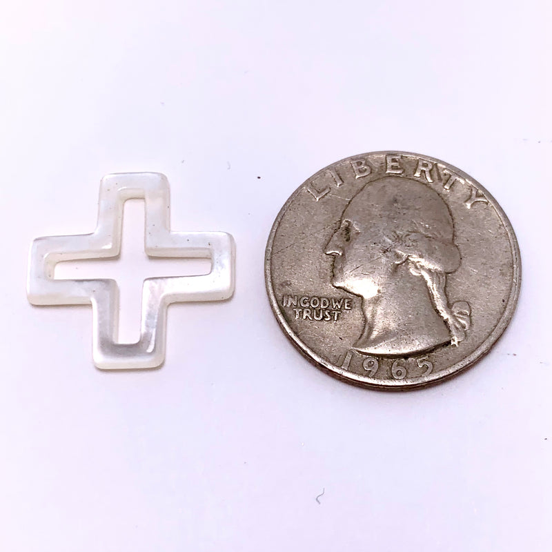 White Shell Cross Cut Out Pendant, 12mm
