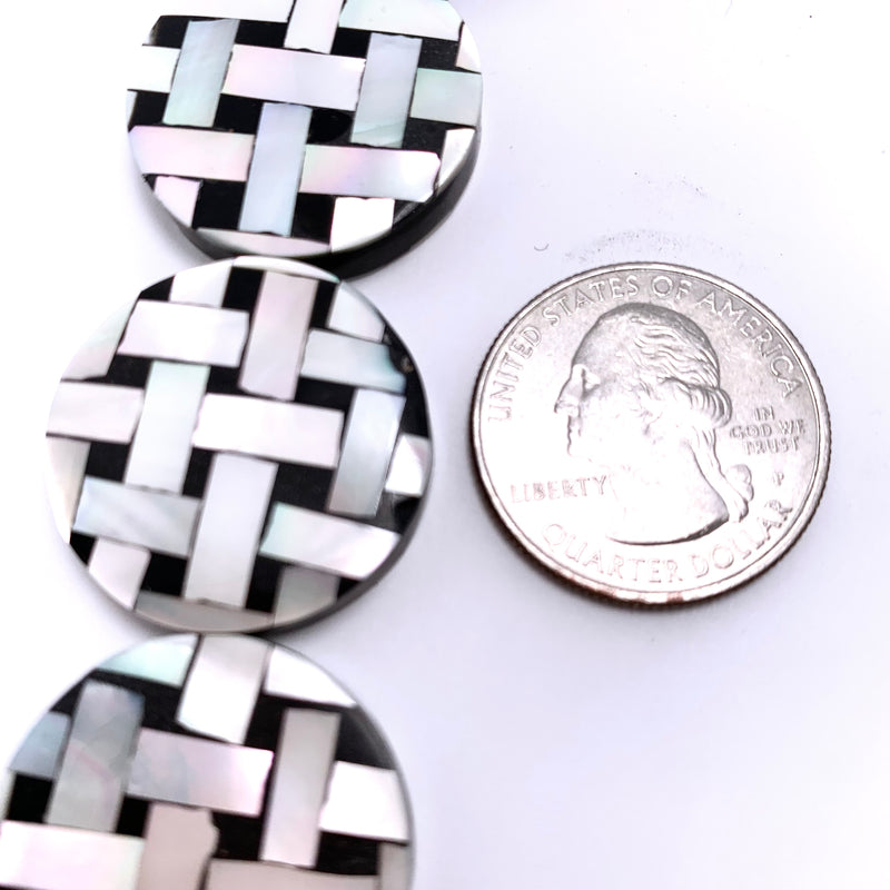 Abalone Inlay Coin Shell Beads, 25mm