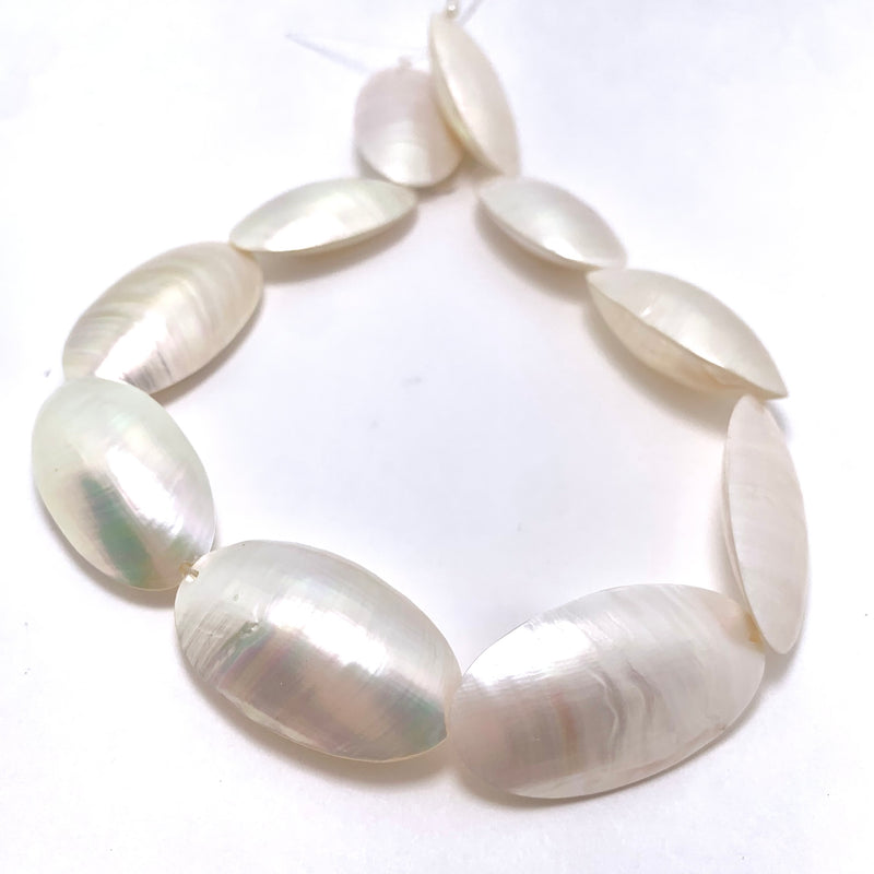 Polished Nautilus Shell Beads – Iridescent Oval Shell Beads, 15-Inch Strand