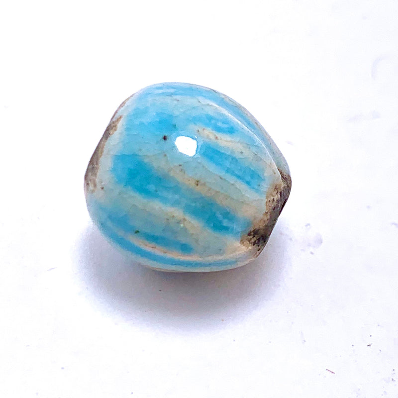 Pinched  Barrel Ceramic Bead by Keith OConnor, Baby Blue