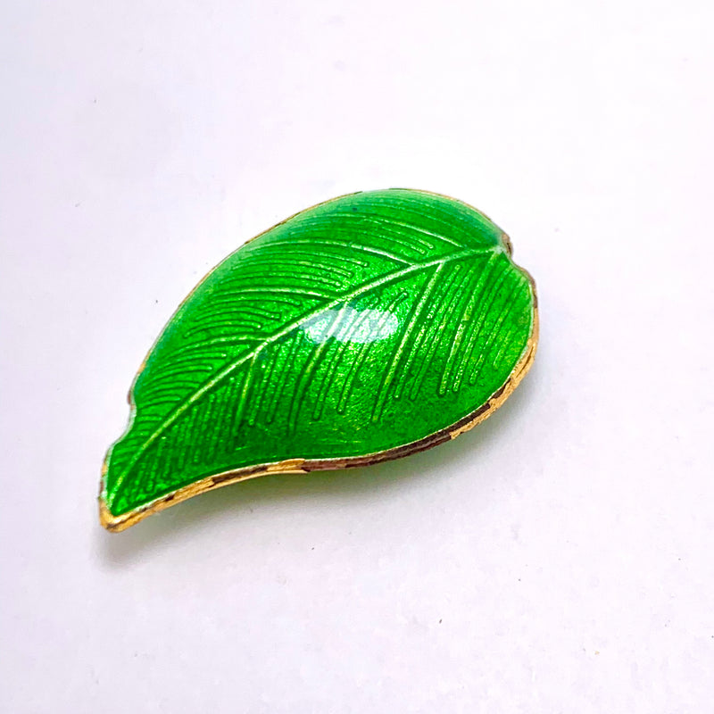 Cloisonne Leaf Bead, Green 30mm