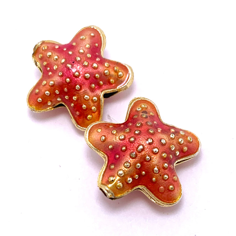 Cloisonne Starfish Bead, Coral 20mm