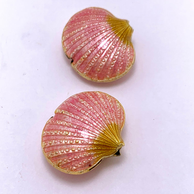 Cloisonne Shell Bead, Coral 20mm