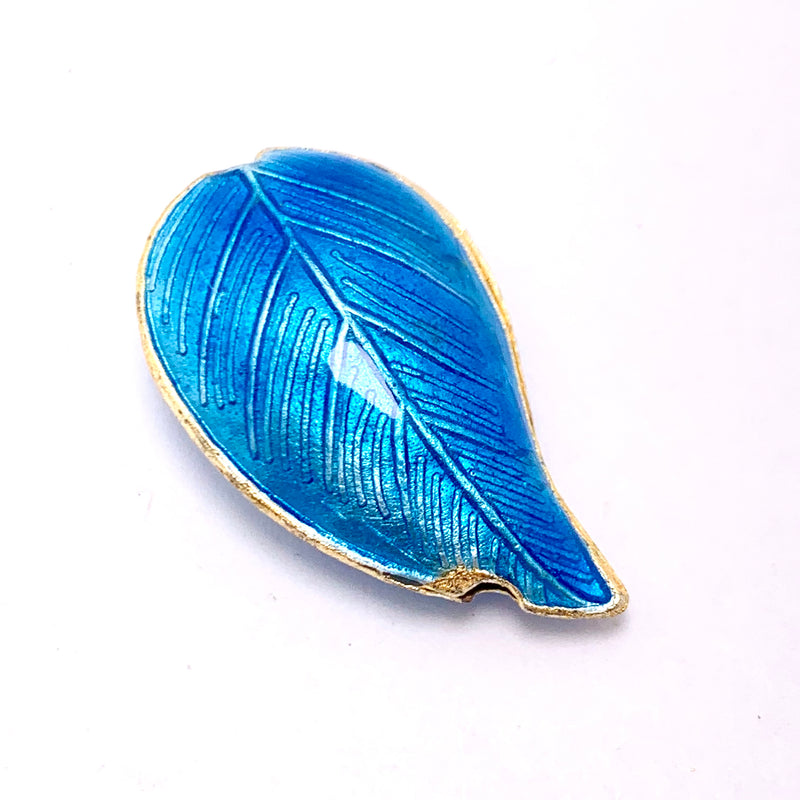 Cloisonne Leaf Bead, Blue 30mm