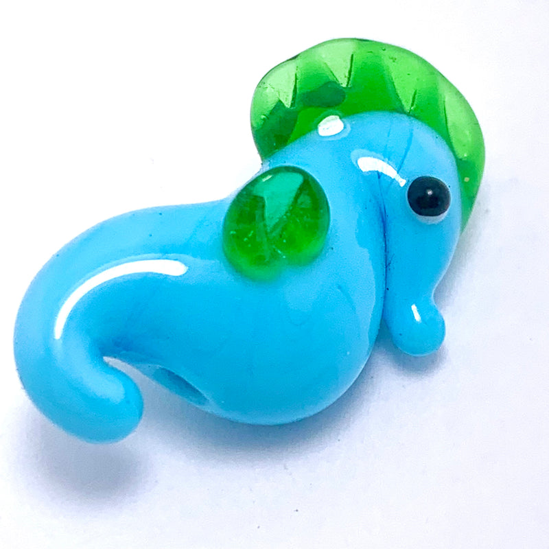 Blue Seahorse Lampwork Glass Bead