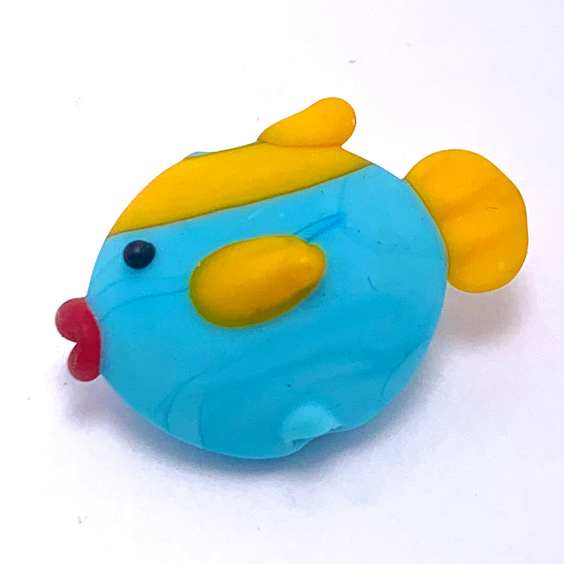 Blue & Yellow Fish Lampwork Glass Bead