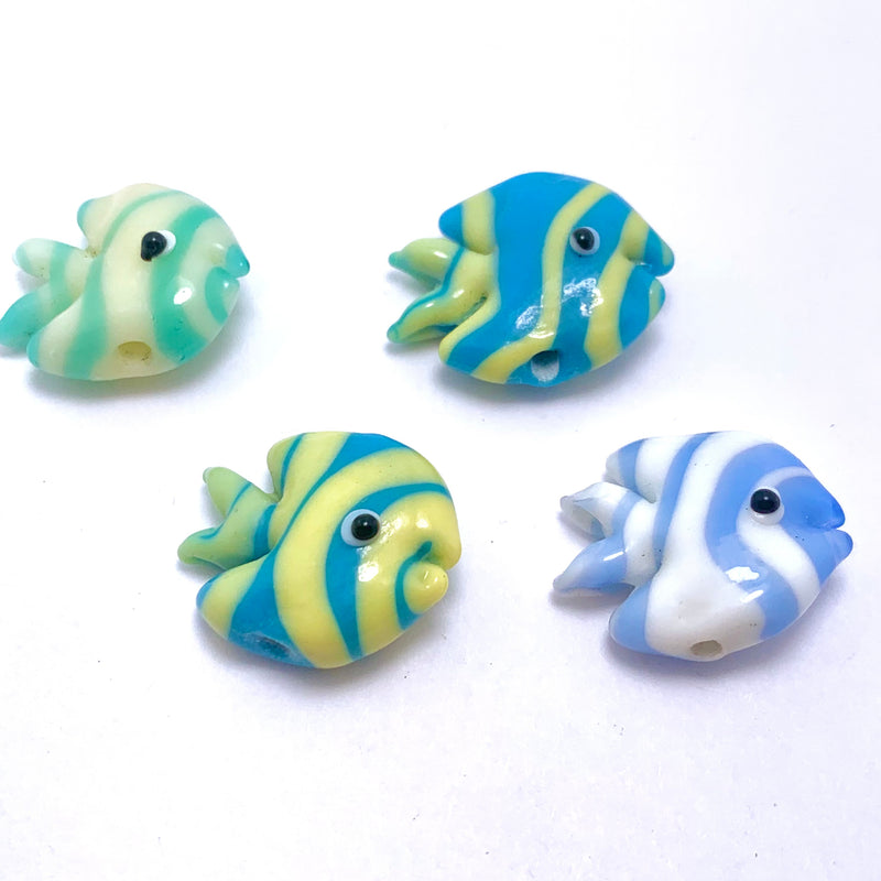 School of 4 Striped Fish  Lampwork Glass Bead