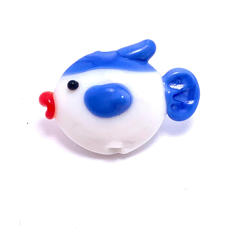 Blue & White Fish Lampwork Glass Bead