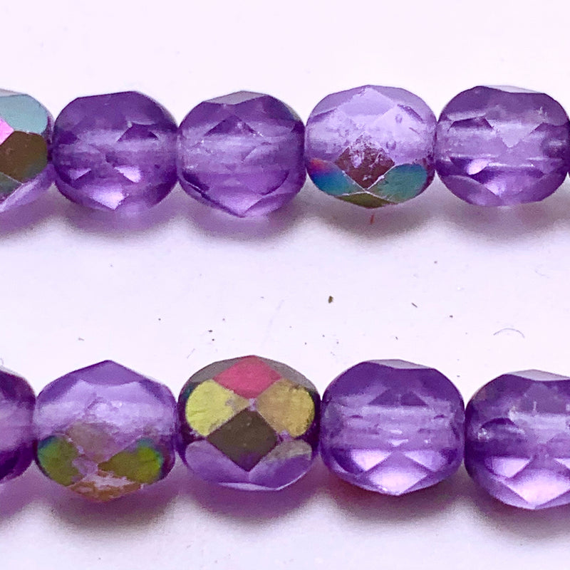 Amethyst AB Fire Polish 6mm