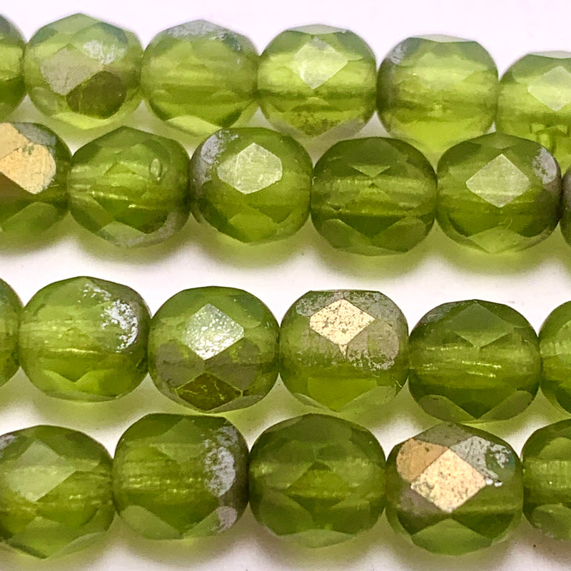 Olivine AB Firepolish AB Czech Glass Beads 6mm