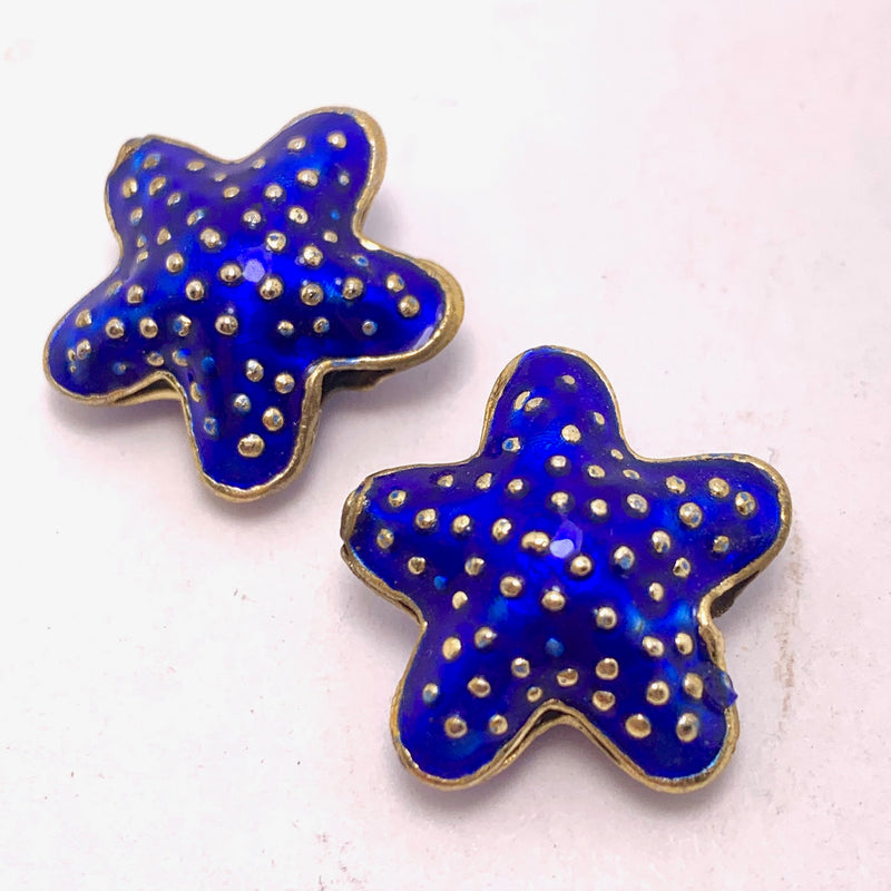 Cloisonne Starfish Bead, Dark Blue 20mm