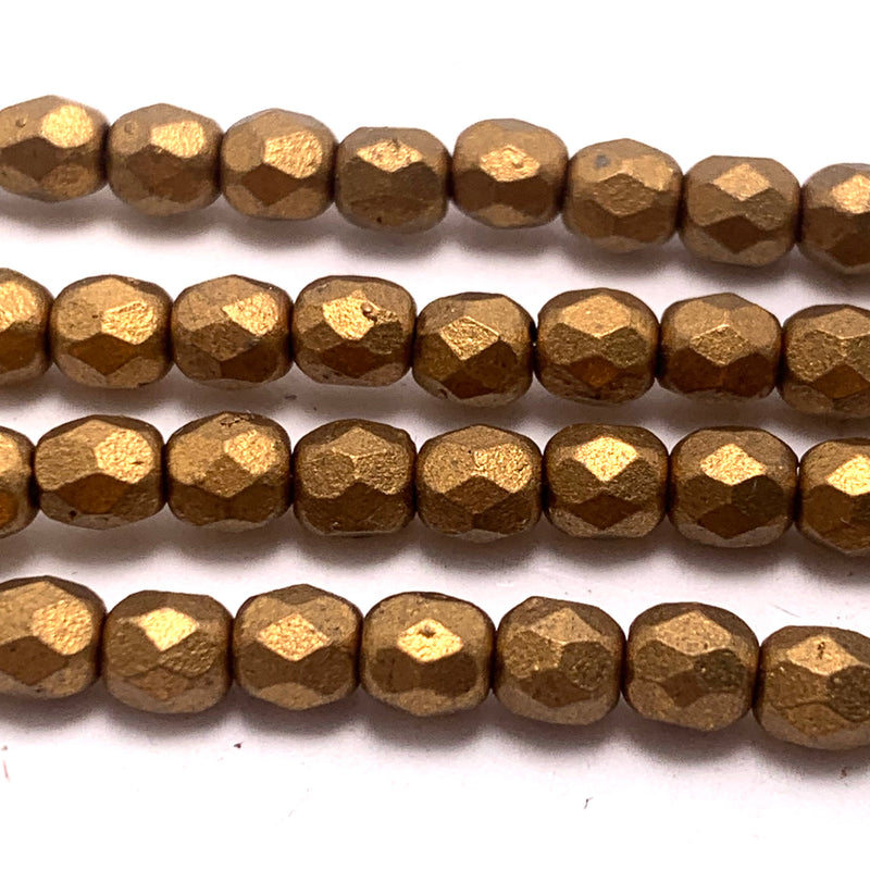 Antique BronzeFire Polish Czech Glass Beads, 4mm