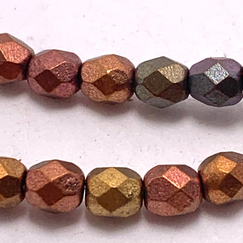 Mixed Metal Fire Polish Czech Glass Bead 4mm