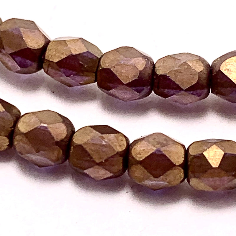 Dark Bronze Matte Fire Polish Czech Glass Bead 4mm