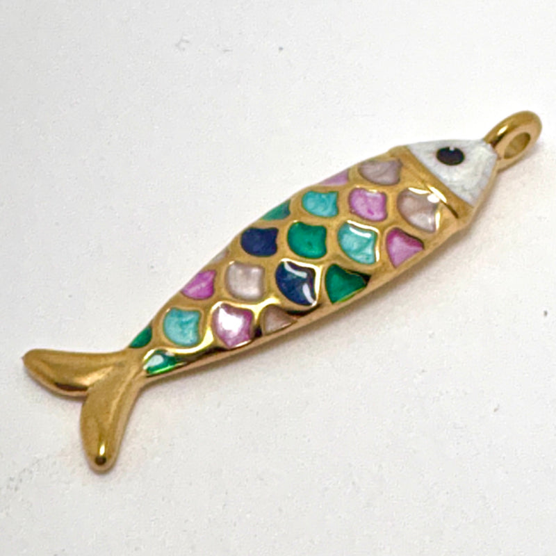 Enamel Fish Charms 50x12mm, Sold Individually
