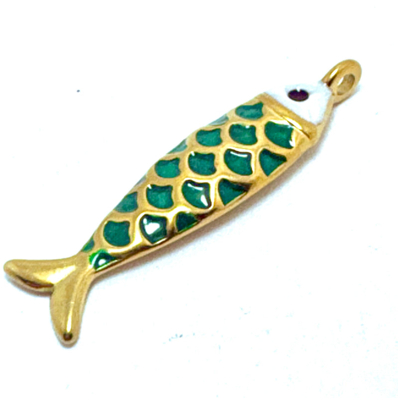 Enamel Fish Charms 50x12mm, Sold Individually