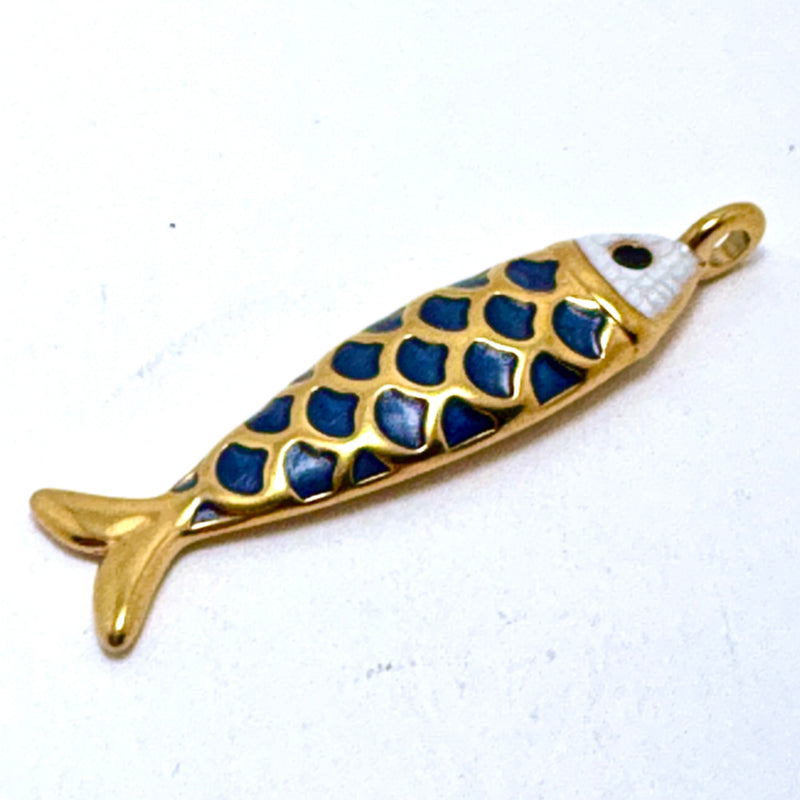 Enamel Fish Charms 50x12mm, Sold Individually
