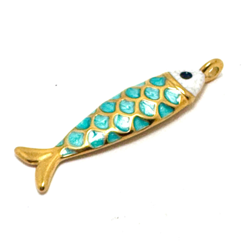 Enamel Fish Charms 50x12mm, Sold Individually