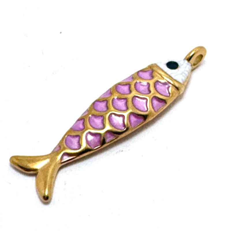 Enamel Fish Charms 50x12mm, Sold Individually