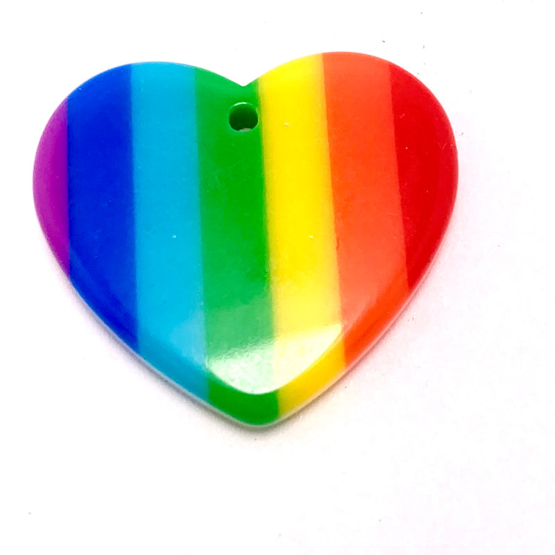 Rainbow Pride Heart Charm, 22x30mm